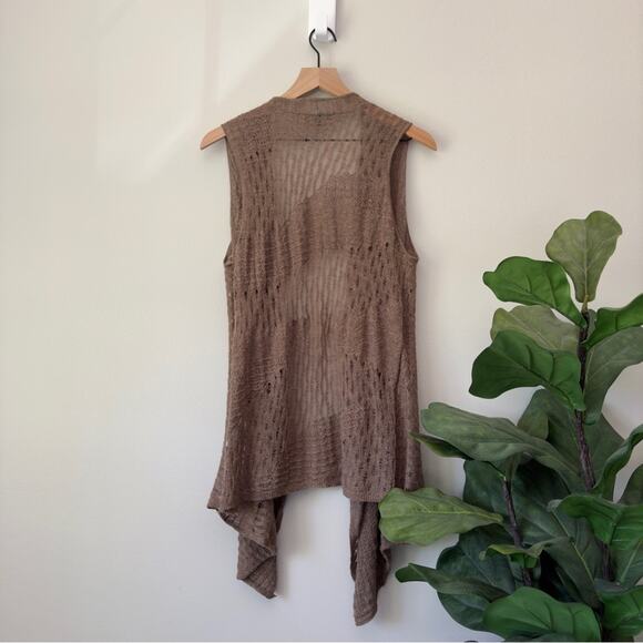Eileen Fisher 100% Baby Alpaca Cardigan Sleeveless High Low Hem Soft Long Brown - Picture 2 of 11